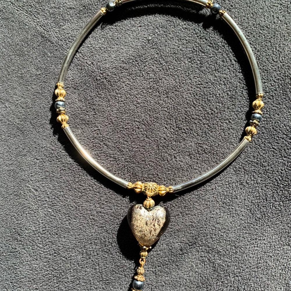 Silver and Gold-Tone Beaded Choker